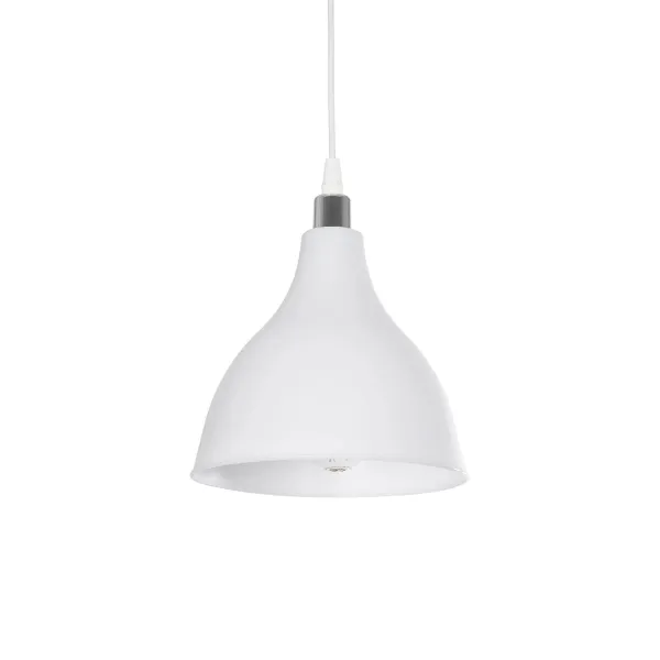 GLOBOSTAR® RADE 203-0126 Μοντέρνο Κρεμαστό Φωτιστικό Οροφής με Ντουί 1 x E27 AC 220-240V IP20 - Λευκό & Ασημί - Μ18.5 x Π18.5 x Υ23cm