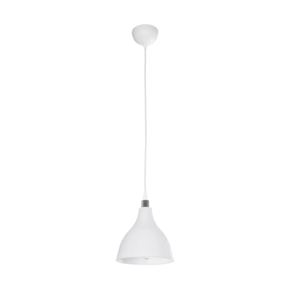GLOBOSTAR® RADE 203-0126 Μοντέρνο Κρεμαστό Φωτιστικό Οροφής με Ντουί 1 x E27 AC 220-240V IP20 - Λευκό & Ασημί - Μ18.5 x Π18.5 x Υ23cm