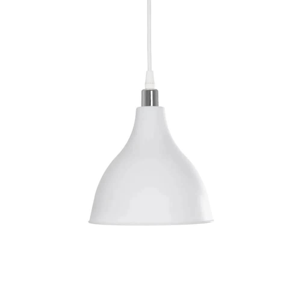 GLOBOSTAR® RADE 203-0126 Μοντέρνο Κρεμαστό Φωτιστικό Οροφής με Ντουί 1 x E27 AC 220-240V IP20 - Λευκό & Ασημί - Μ18.5 x Π18.5 x Υ23cm