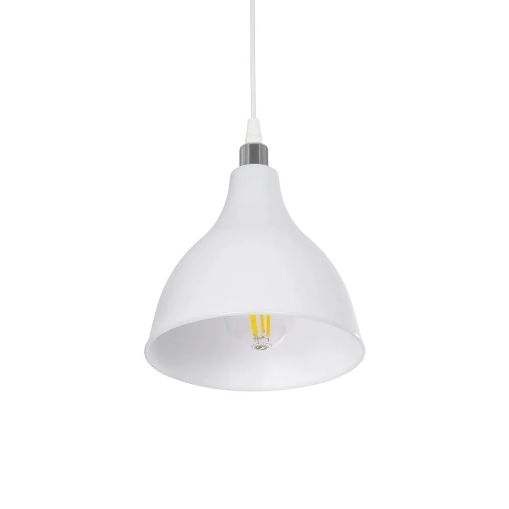 GLOBOSTAR® RADE 203-0126 Μοντέρνο Κρεμαστό Φωτιστικό Οροφής με Ντουί 1 x E27 AC 220-240V IP20 - Λευκό & Ασημί - Μ18.5 x Π18.5 x Υ23cm