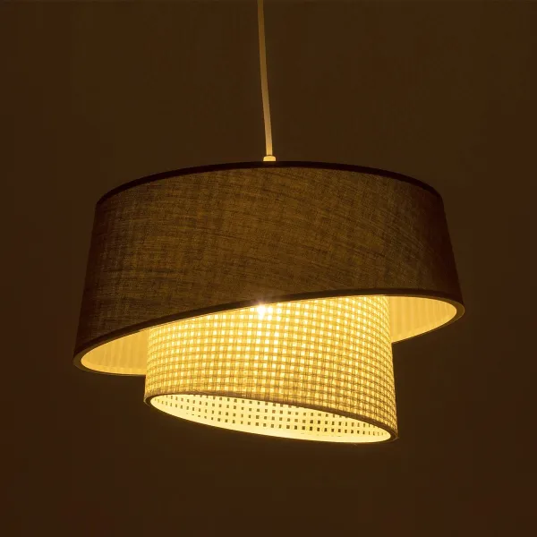 GLOBOSTAR® ALINA 203-0131 Μοντέρνο Κρεμαστό Φωτιστικό Οροφής με Ντουί 1 x E27 AC 220-240V IP20 - Μαύρο & Μπεζ - Μ30 x Π30 x Υ20cm