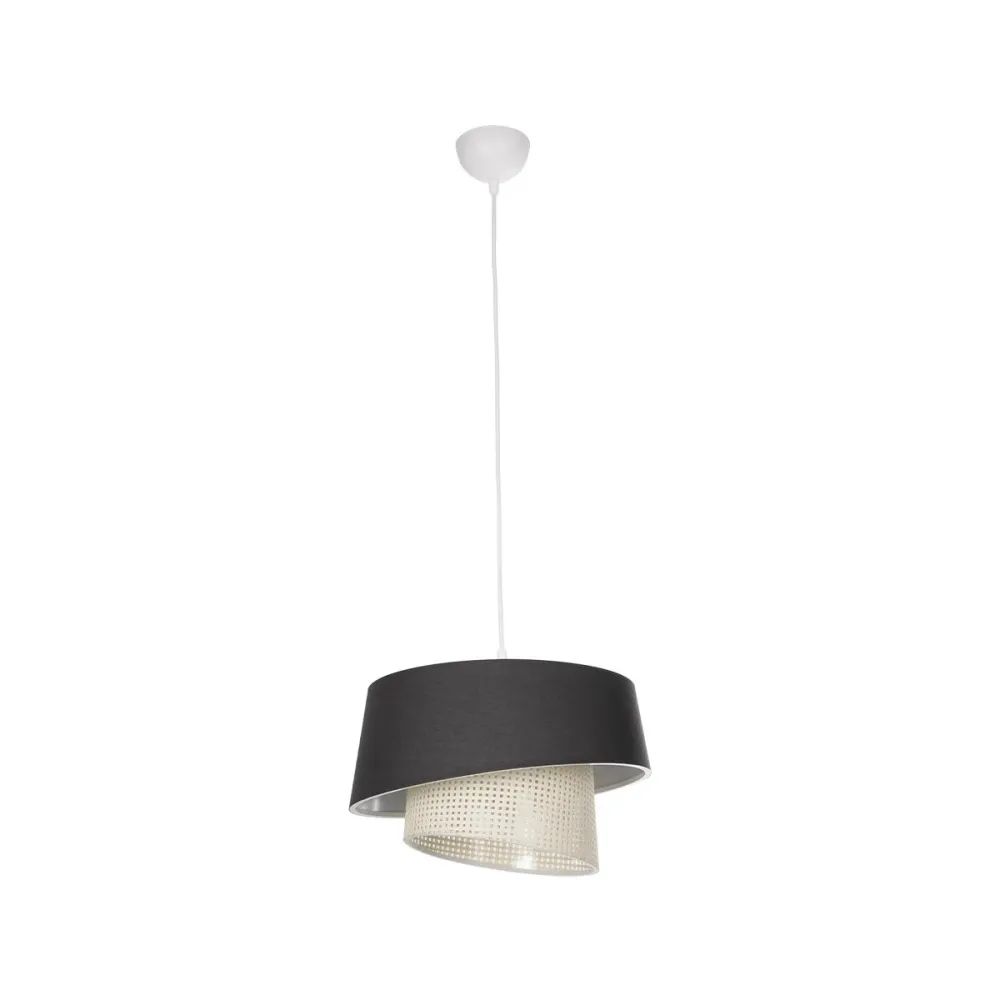 GLOBOSTAR® ALINA 203-0131 Μοντέρνο Κρεμαστό Φωτιστικό Οροφής με Ντουί 1 x E27 AC 220-240V IP20 - Μαύρο & Μπεζ - Μ30 x Π30 x Υ20cm