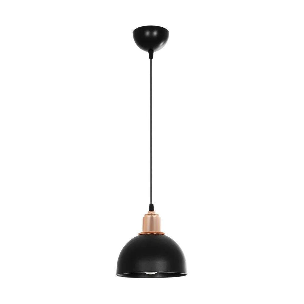 GLOBOSTAR® ΗUT 203-0145 Μοντέρνο Κρεμαστό Φωτιστικό Οροφής με Ντουί 1 x E27 AC 220-240V IP20 - Μάυρο & Χάλκινο - Μ18 x Π18 x Υ18cm