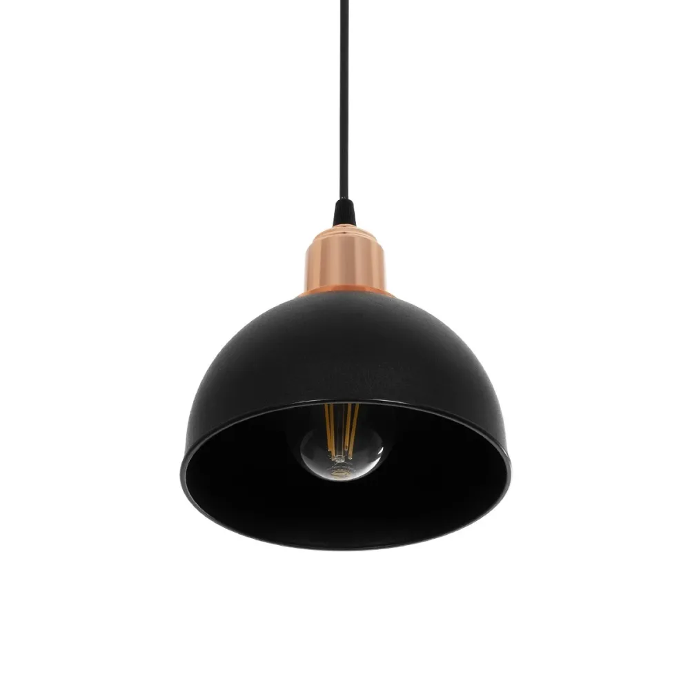 GLOBOSTAR® ΗUT 203-0145 Μοντέρνο Κρεμαστό Φωτιστικό Οροφής με Ντουί 1 x E27 AC 220-240V IP20 - Μάυρο & Χάλκινο - Μ18 x Π18 x Υ18cm