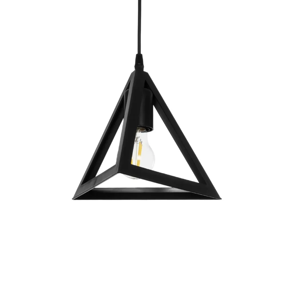 GLOBOSTAR® TRIANGLE 203-0159 Μοντέρνο Κρεμαστό Φωτιστικό Οροφής με Ντουί 1 x E27 AC 220-240V IP20 - Μάυρο - Μ24 x Π24 x Υ22cm