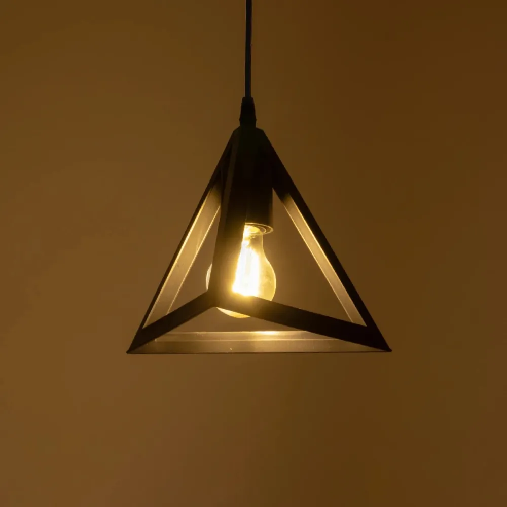 GLOBOSTAR® TRIANGLE 203-0159 Μοντέρνο Κρεμαστό Φωτιστικό Οροφής με Ντουί 1 x E27 AC 220-240V IP20 - Μάυρο - Μ24 x Π24 x Υ22cm
