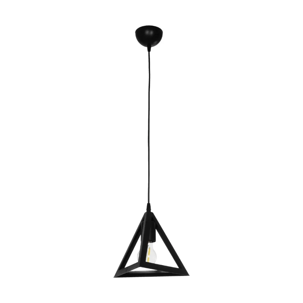 GLOBOSTAR® TRIANGLE 203-0159 Μοντέρνο Κρεμαστό Φωτιστικό Οροφής με Ντουί 1 x E27 AC 220-240V IP20 - Μάυρο - Μ24 x Π24 x Υ22cm
