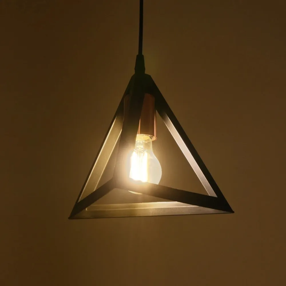 GLOBOSTAR® TRIANGLE 203-0161 Μοντέρνο Κρεμαστό Φωτιστικό Οροφής με Ντουί 1 x E27 AC 220-240V IP20 - Μάυρο & Χάλκινο - Μ24 x Π24 x Υ22cm