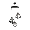 GLOBOSTAR® TRIANGLE 203-0162 Μοντέρνο Κρεμαστό Φωτιστικό Οροφής με Ντουί 3 x E27 AC 220-240V IP20 - Μάυρο & Χάλκινο - Μ67 x Π67 x Υ50cm