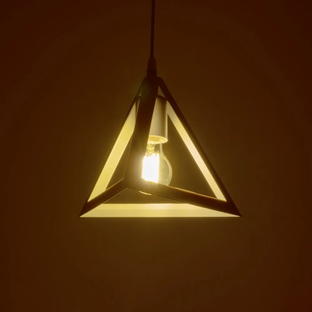 GLOBOSTAR® TRIANGLE 203-0163 Μοντέρνο Κρεμαστό Φωτιστικό Οροφής με Ντουί 1 x E27 AC 220-240V IP20 - Λευκό - Μ24 x Π24 x Υ22cm