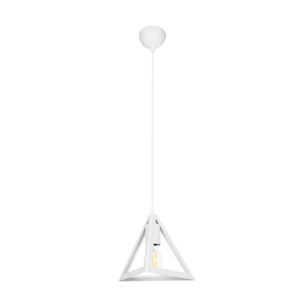 GLOBOSTAR® TRIANGLE 203-0163 Μοντέρνο Κρεμαστό Φωτιστικό Οροφής με Ντουί 1 x E27 AC 220-240V IP20 - Λευκό - Μ24 x Π24 x Υ22cm
