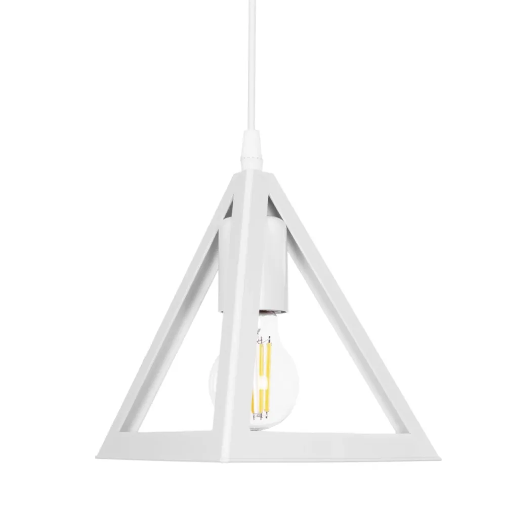 GLOBOSTAR® TRIANGLE 203-0163 Μοντέρνο Κρεμαστό Φωτιστικό Οροφής με Ντουί 1 x E27 AC 220-240V IP20 - Λευκό - Μ24 x Π24 x Υ22cm