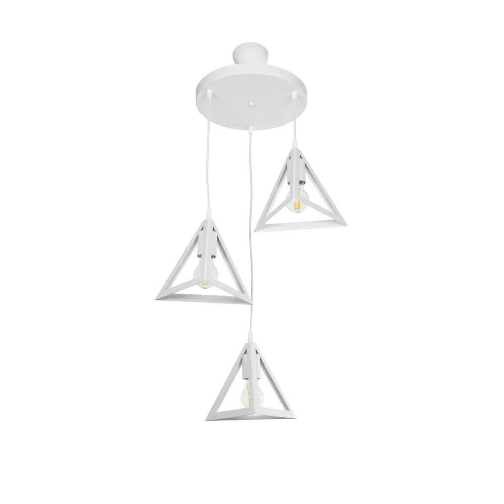 GLOBOSTAR® TRIANGLE 203-0164 Μοντέρνο Κρεμαστό Φωτιστικό Οροφής με Ντουί 3 x E27 AC 220-240V IP20 - Λευκό - Μ67 x Π67 x Υ50cm