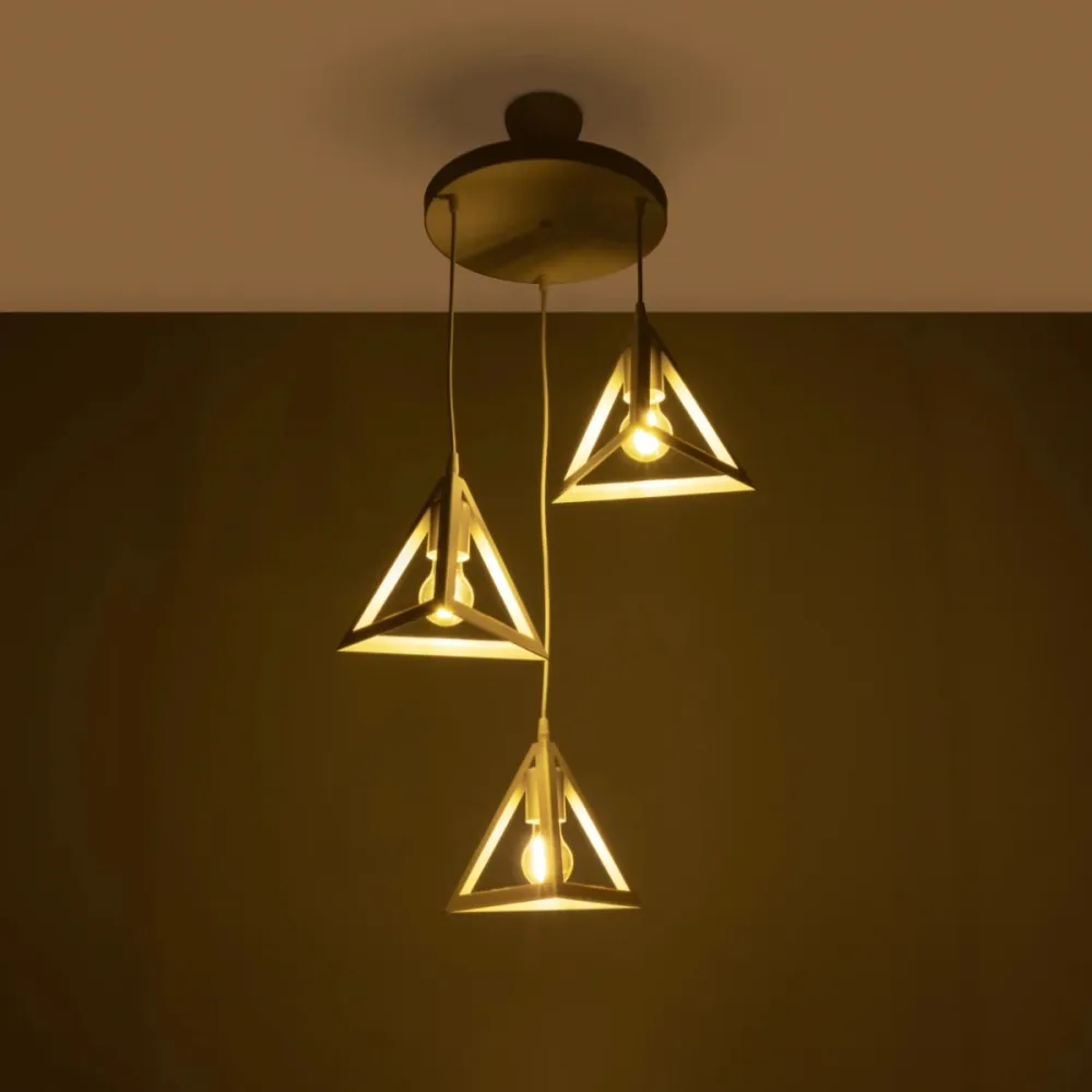 GLOBOSTAR® TRIANGLE 203-0164 Μοντέρνο Κρεμαστό Φωτιστικό Οροφής με Ντουί 3 x E27 AC 220-240V IP20 - Λευκό - Μ67 x Π67 x Υ50cm