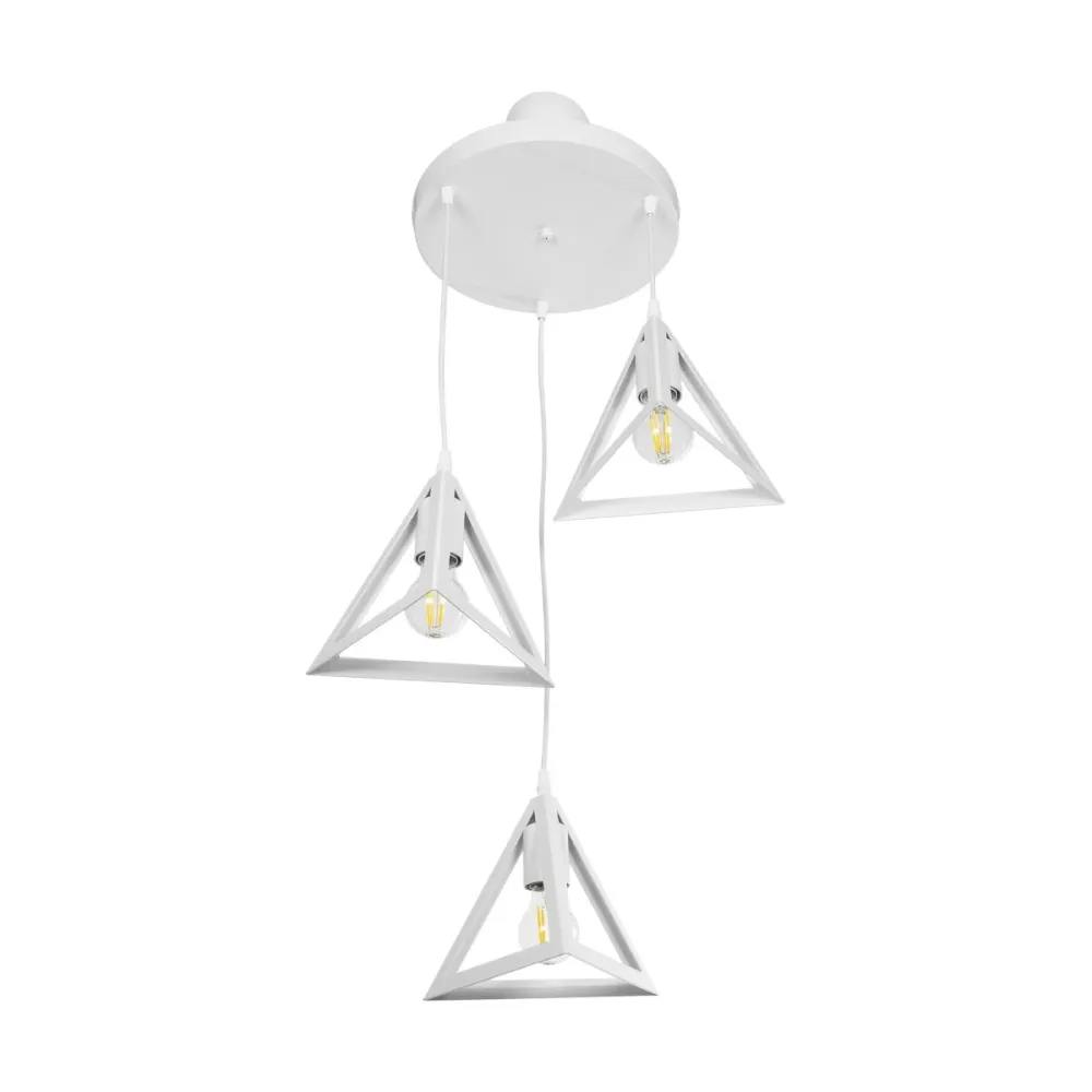 GLOBOSTAR® TRIANGLE 203-0164 Μοντέρνο Κρεμαστό Φωτιστικό Οροφής με Ντουί 3 x E27 AC 220-240V IP20 - Λευκό - Μ67 x Π67 x Υ50cm