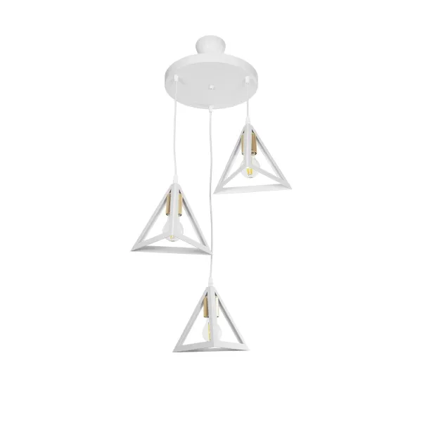GLOBOSTAR® TRIANGLE 203-0166 Μοντέρνο Κρεμαστό Φωτιστικό Οροφής με Ντουί 3 x E27 AC 220-240V IP20 - Λευκό & Χρυσό - Μ67 x Π67 x Υ50cm