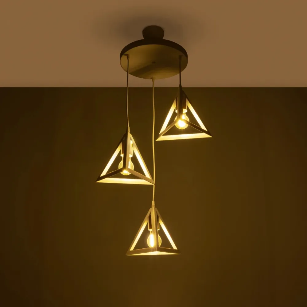 GLOBOSTAR® TRIANGLE 203-0166 Μοντέρνο Κρεμαστό Φωτιστικό Οροφής με Ντουί 3 x E27 AC 220-240V IP20 - Λευκό & Χρυσό - Μ67 x Π67 x Υ50cm