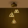 GLOBOSTAR® TRIANGLE 203-0166 Μοντέρνο Κρεμαστό Φωτιστικό Οροφής με Ντουί 3 x E27 AC 220-240V IP20 - Λευκό & Χρυσό - Μ67 x Π67 x Υ50cm