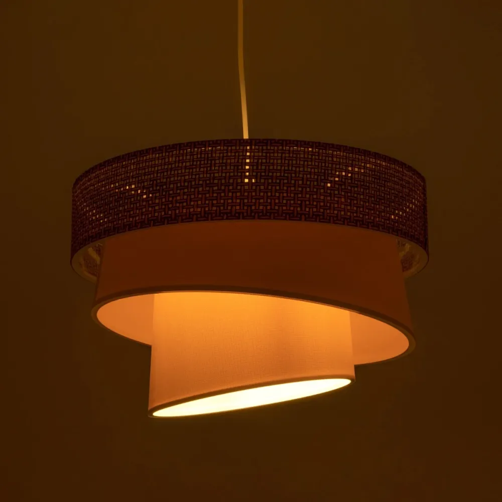 GLOBOSTAR® SIERA 203-0169 Μοντέρνο Κρεμαστό Φωτιστικό Οροφής με Ντουί 1 x E27 AC 220-240V IP20 - Καφέ & Μπεζ - Μ38 x Π38 x Υ26cm