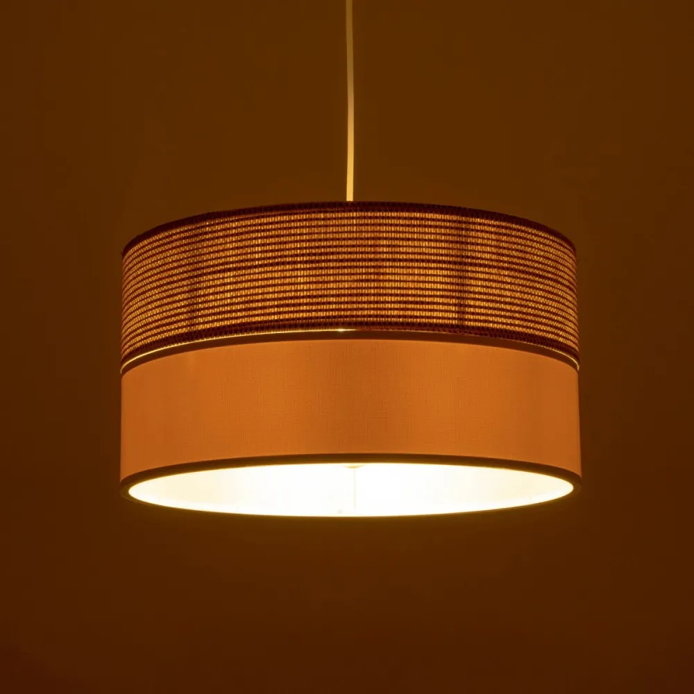 GLOBOSTAR® LIVA 203-0173 Μοντέρνο Κρεμαστό Φωτιστικό Οροφής με Ντουί 1 x E27 AC 220-240V IP20 - Καφέ & Μπεζ - Μ38 x Π38 x Υ20cm