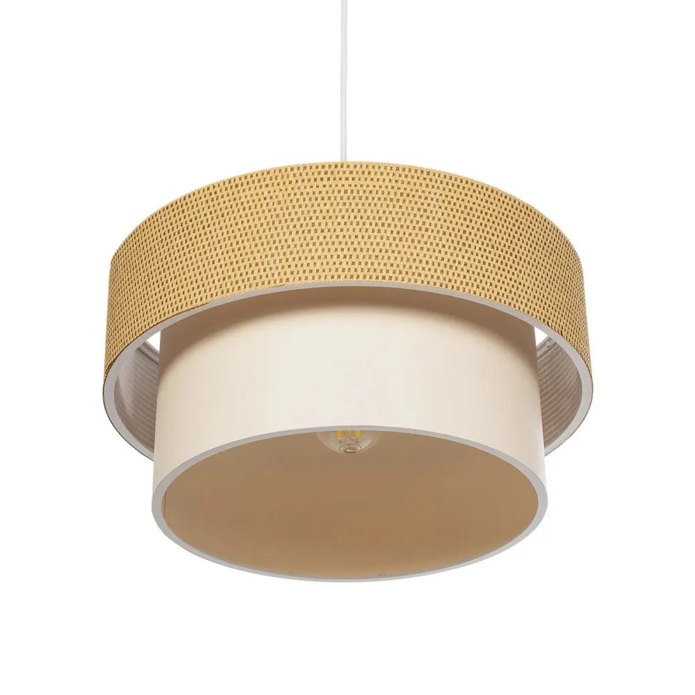 GLOBOSTAR® LIVA 203-0174 Μοντέρνο Κρεμαστό Φωτιστικό Οροφής με Ντουί 1 x E27 AC 220-240V IP20 - Μπεζ - Μ38 x Π38 x Υ30cm