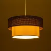 GLOBOSTAR® LIVA 203-0175 Μοντέρνο Κρεμαστό Φωτιστικό Οροφής με Ντουί 1 x E27 AC 220-240V IP20 - Καφέ & Μπεζ - Μ38 x Π38 x Υ30cm
