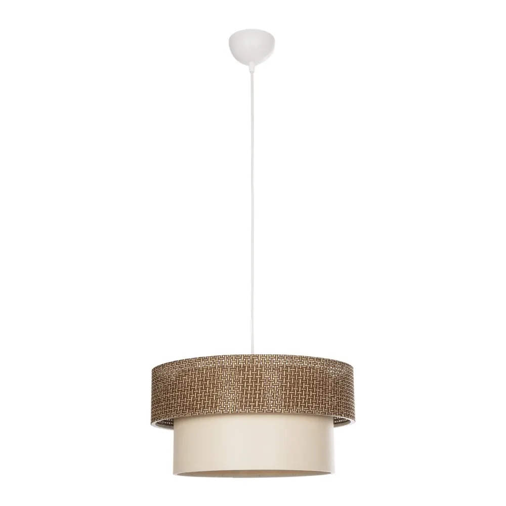 GLOBOSTAR® LIVA 203-0175 Μοντέρνο Κρεμαστό Φωτιστικό Οροφής με Ντουί 1 x E27 AC 220-240V IP20 - Καφέ & Μπεζ - Μ38 x Π38 x Υ30cm