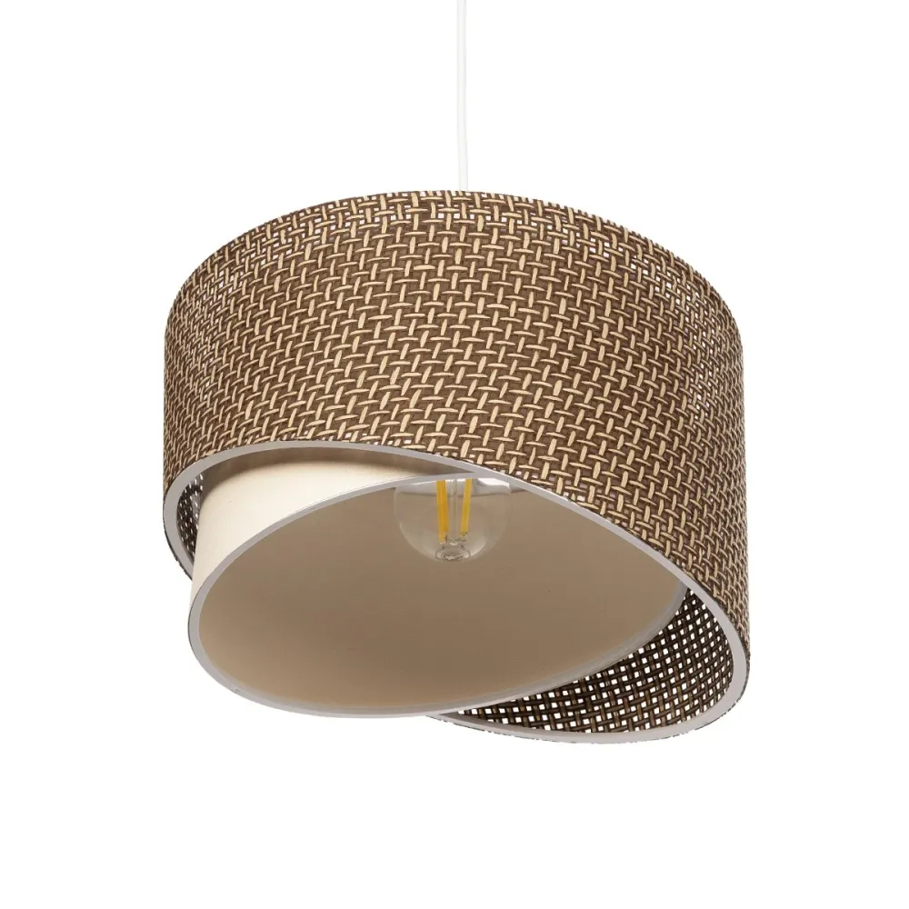 GLOBOSTAR® LILI 203-0177 Μοντέρνο Κρεμαστό Φωτιστικό Οροφής με Ντουί 1 x E27 AC 220-240V IP20 - Καφέ & Μπεζ - Μ30 x Π30 x Υ22cm