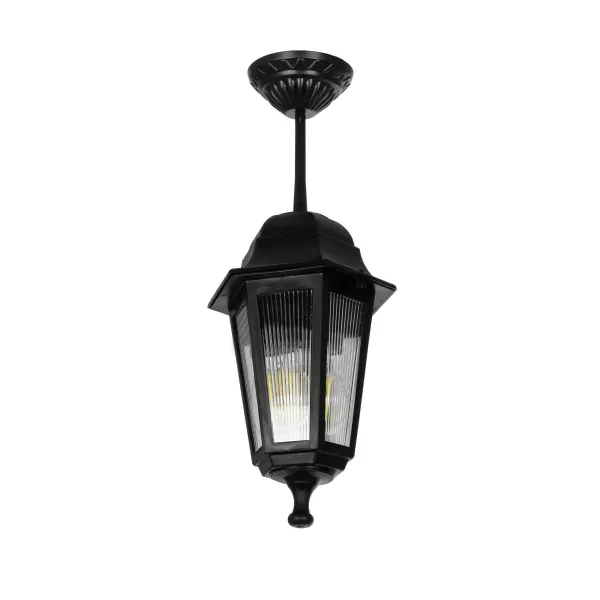 GloboStar® VITRO 203-0189 Vintage Κρεμαστό Φωτιστικό Φαναράκι Μονόφωτο 1 x E27 IP44 Μαύρο Πλαστικό - Μ17 x Π17 x Υ28cm