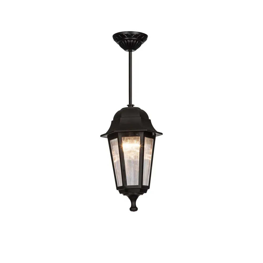 GLOBOSTAR® VITRO 203-0189 Vintage Φωτιστικό Οροφής με Ντουί 1 x E27 AC 220-240V IP44 - Μαύρο - Μ17 x Π17 x Υ28cm