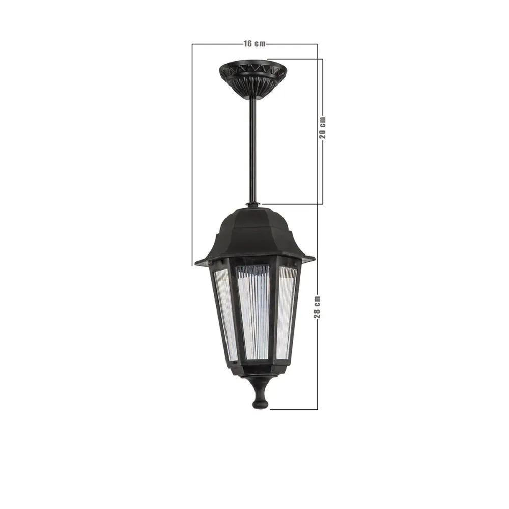GLOBOSTAR® VITRO 203-0189 Vintage Φωτιστικό Οροφής με Ντουί 1 x E27 AC 220-240V IP44 - Μαύρο - Μ17 x Π17 x Υ28cm