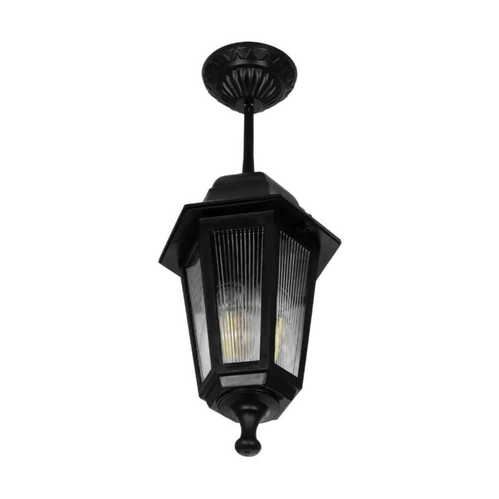 GLOBOSTAR® VITRO 203-0189 Vintage Φωτιστικό Οροφής με Ντουί 1 x E27 AC 220-240V IP44 - Μαύρο - Μ17 x Π17 x Υ28cm