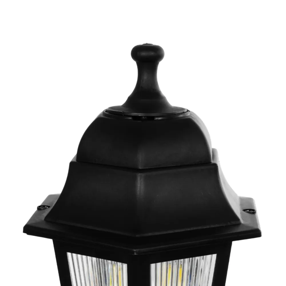 GloboStar® VITRO 203-0190 Vintage Επιδαπέδιο Φωτιστικό Φαναράκι Μονόφωτο 1 x E27 IP44 Μαύρο & Διάφανο Πλαστικό - Μ17 x Π17 x Υ40cm