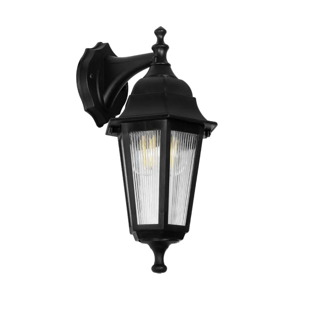 GLOBOSTAR® VITRO 203-0191 Vintage Φωτιστικό Τοίχου - Απλίκα με Ντουί 1 x E27 AC 220-240V IP44 - Μαύρο - Μ17 x Π20 x Υ36cm