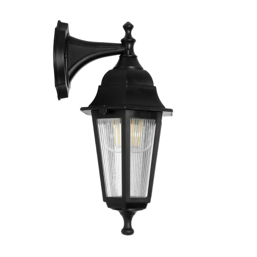 GLOBOSTAR® VITRO 203-0191 Vintage Φωτιστικό Τοίχου - Απλίκα με Ντουί 1 x E27 AC 220-240V IP44 - Μαύρο - Μ17 x Π20 x Υ36cm