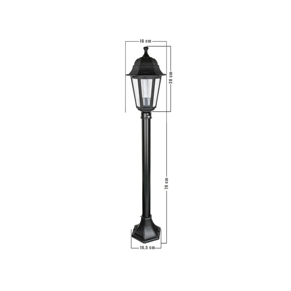 GloboStar® VITRO 203-0192 Vintage Επιδαπέδιο Φωτιστικό Κολωνάκι Κήπου Μονόφωτο 1 x E27 IP44 Μαύρο & Διάφανο Πλαστικό - Μ17 x Π17 x Υ100cm