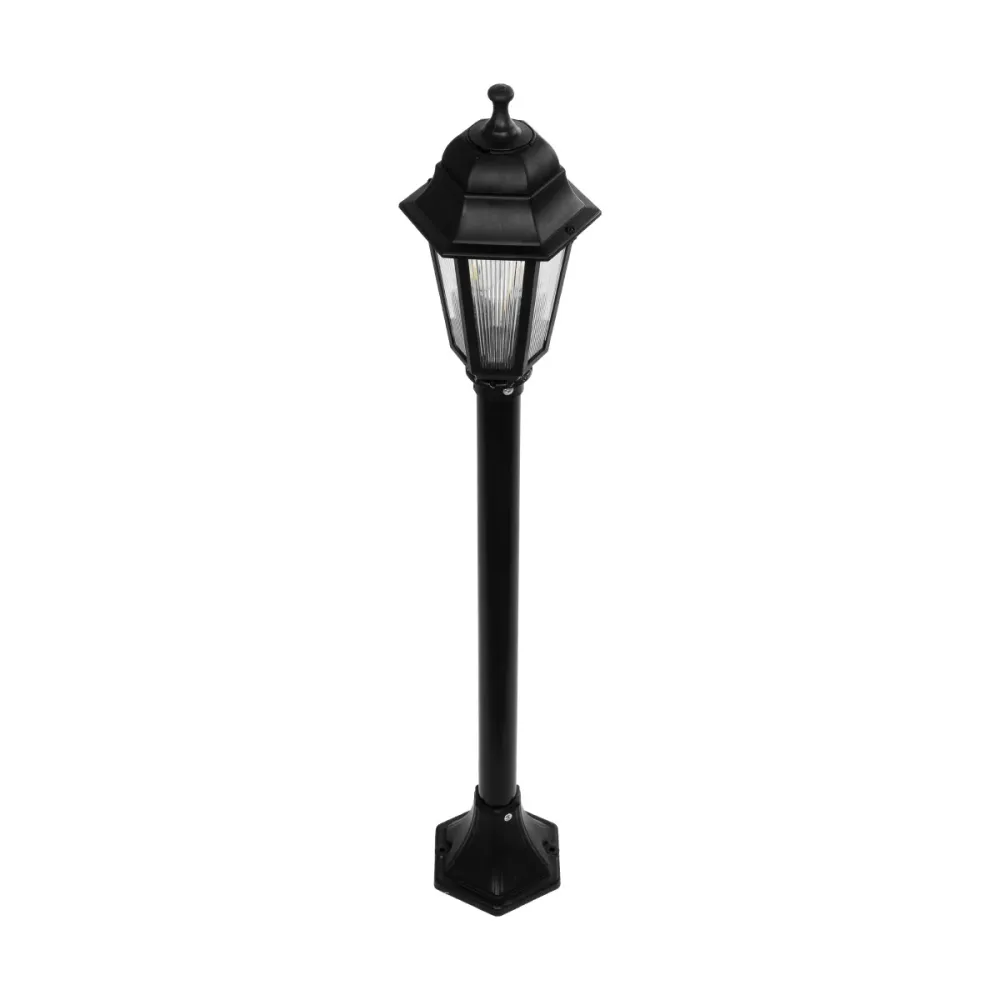 GloboStar® VITRO 203-0192 Vintage Επιδαπέδιο Φωτιστικό Κολωνάκι Κήπου Μονόφωτο 1 x E27 IP44 Μαύρο & Διάφανο Πλαστικό - Μ17 x Π17 x Υ100cm