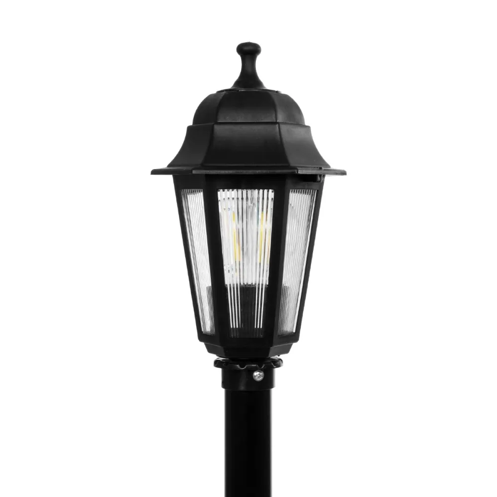 GloboStar® VITRO 203-0192 Vintage Επιδαπέδιο Φωτιστικό Κολωνάκι Κήπου Μονόφωτο 1 x E27 IP44 Μαύρο & Διάφανο Πλαστικό - Μ17 x Π17 x Υ100cm