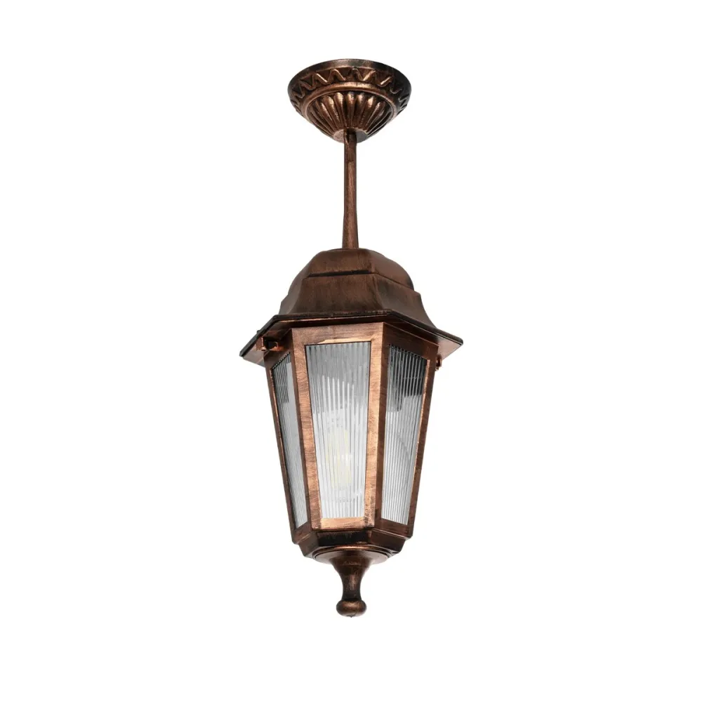 GLOBOSTAR® VITRO 203-0194 Vintage Φωτιστικό Οροφής με Ντουί 1 x E27 AC 220-240V IP44 - Χάλκινο - Μ17 x Π17 x Υ28cm