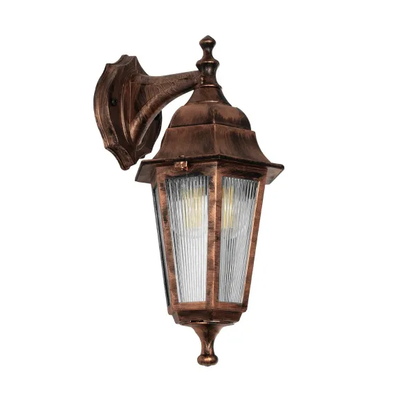GloboStar® VITRO 203-0196 Vintage Επιτοίχιο Φωτιστικό Φαναράκι Μονόφωτο 1 x E27 IP44 Χάλκινο Πλαστικό - Μ17 x Π20 x Υ36cm