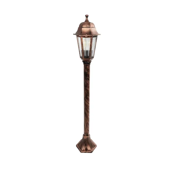 GloboStar® VITRO 203-0197 Vintage Επιδαπέδιο Φωτιστικό Κολωνάκι Κήπου Μονόφωτο 1 x E27 IP44 Χάλκινο & Διάφανο Πλαστικό - Μ17 x Π17 x Υ100cm