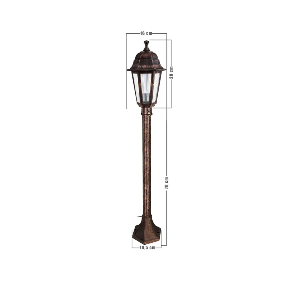 GloboStar® VITRO 203-0197 Vintage Επιδαπέδιο Φωτιστικό Κολωνάκι Κήπου Μονόφωτο 1 x E27 IP44 Χάλκινο & Διάφανο Πλαστικό - Μ17 x Π17 x Υ100cm