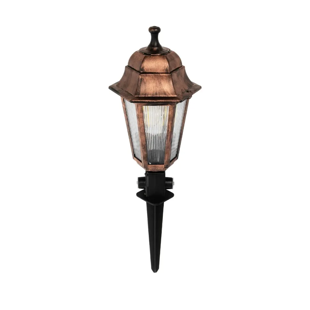 GloboStar® VITRO 203-0198 Vintage Καρφωτό Φωτιστικό Φαναράκι Μονόφωτο 1 x E27 IP44 Χάλκινο & Διάφανο Πλαστικό - Μ17 x Π17 x Υ55cm