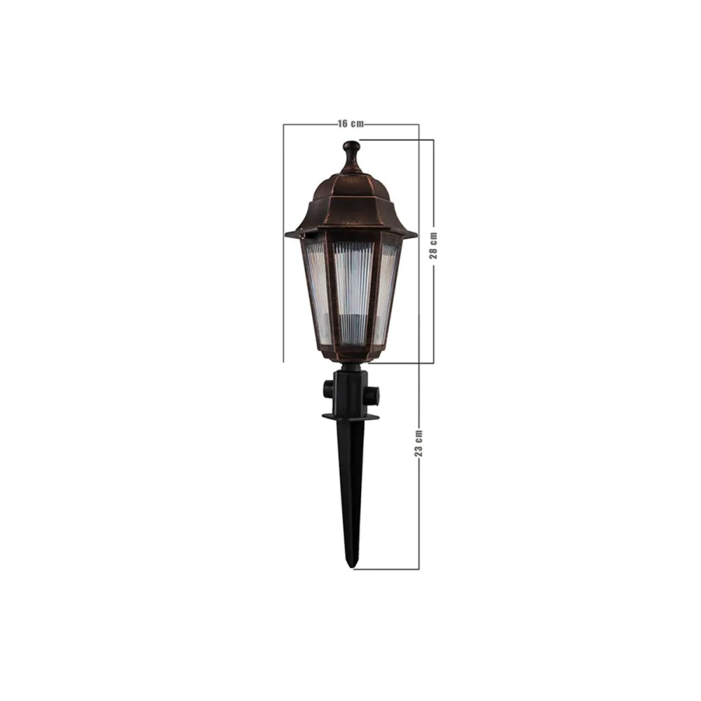GloboStar® VITRO 203-0198 Vintage Καρφωτό Φωτιστικό Φαναράκι Μονόφωτο 1 x E27 IP44 Χάλκινο & Διάφανο Πλαστικό - Μ17 x Π17 x Υ55cm