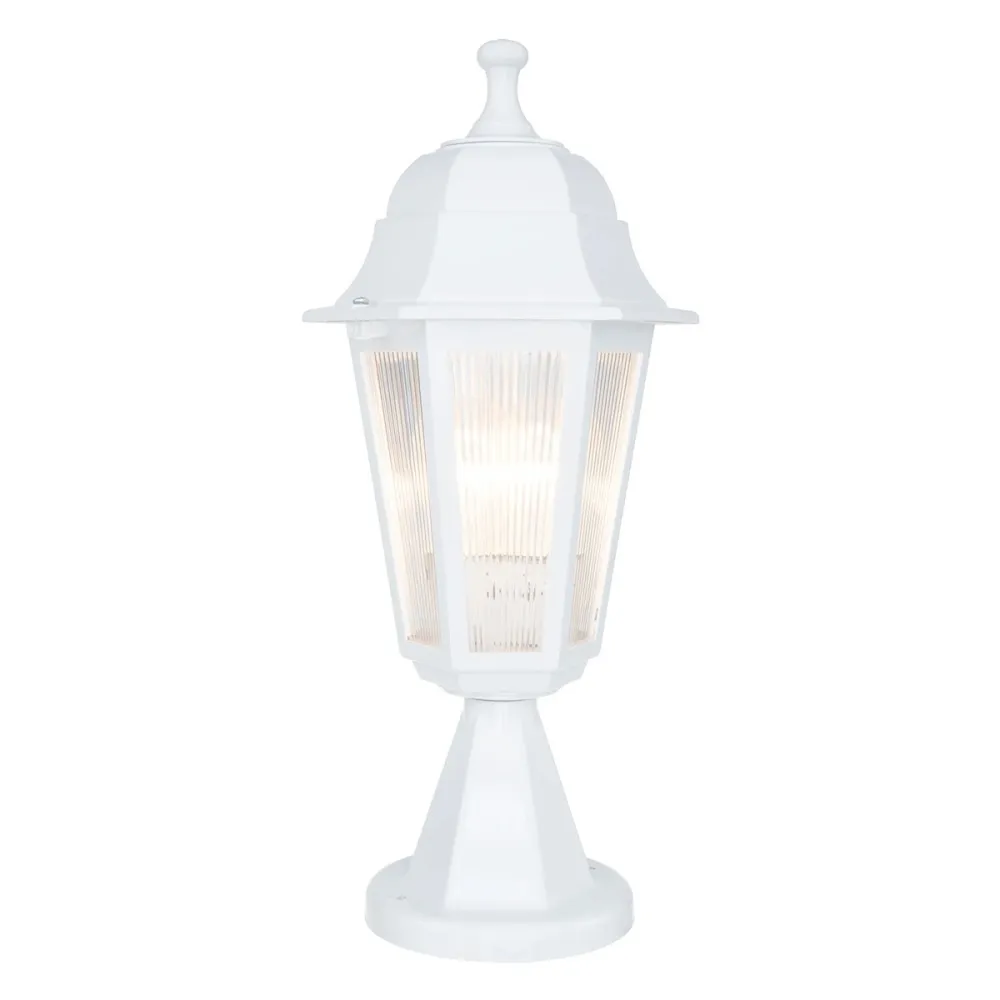 GloboStar® VITRO 203-0200 Vintage Επιδαπέδιο Φωτιστικό Φαναράκι Μονόφωτο 1 x E27 IP44 Λευκό & Διάφανο Πλαστικό - Μ17 x Π17 x Υ40cm