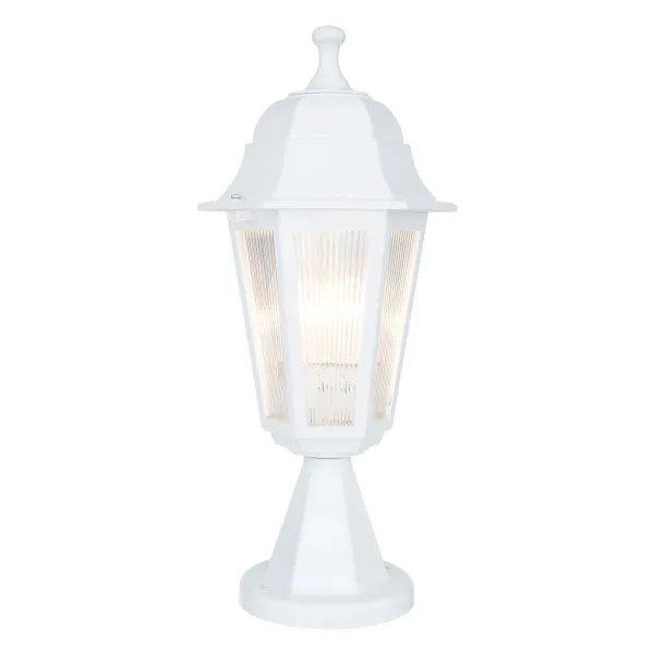 GloboStar® VITRO 203-0200 Vintage Επιδαπέδιο Φωτιστικό Φαναράκι Μονόφωτο 1 x E27 IP44 Λευκό & Διάφανο Πλαστικό - Μ16 x Π16 x Υ39cm