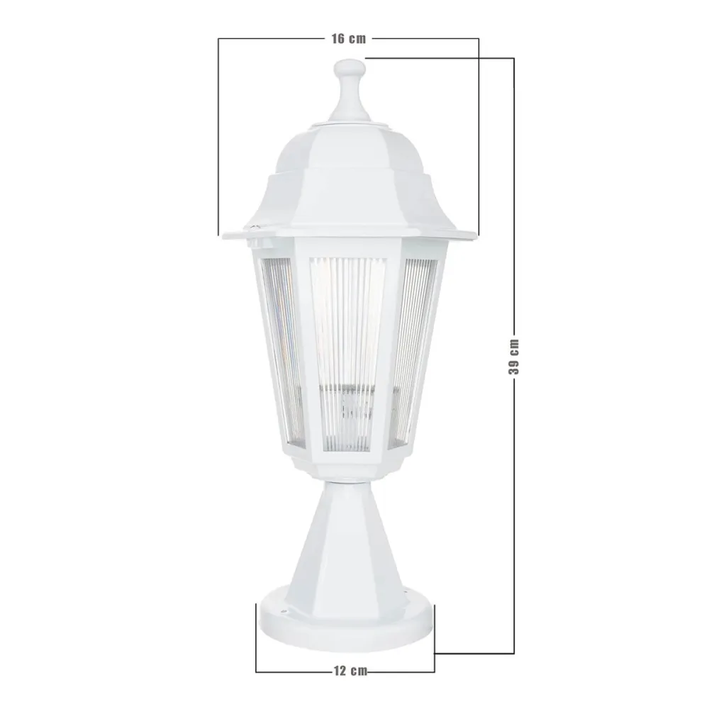 GloboStar® VITRO 203-0200 Vintage Επιδαπέδιο Φωτιστικό Φαναράκι Μονόφωτο 1 x E27 IP44 Λευκό & Διάφανο Πλαστικό - Μ17 x Π17 x Υ40cm