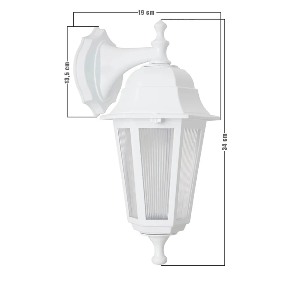 GLOBOSTAR® VITRO 203-0201 Vintage Φωτιστικό Τοίχου - Απλίκα με Ντουί 1 x E27 AC 220-240V IP44 - Λευκό - Μ17 x Π20 x Υ36cm