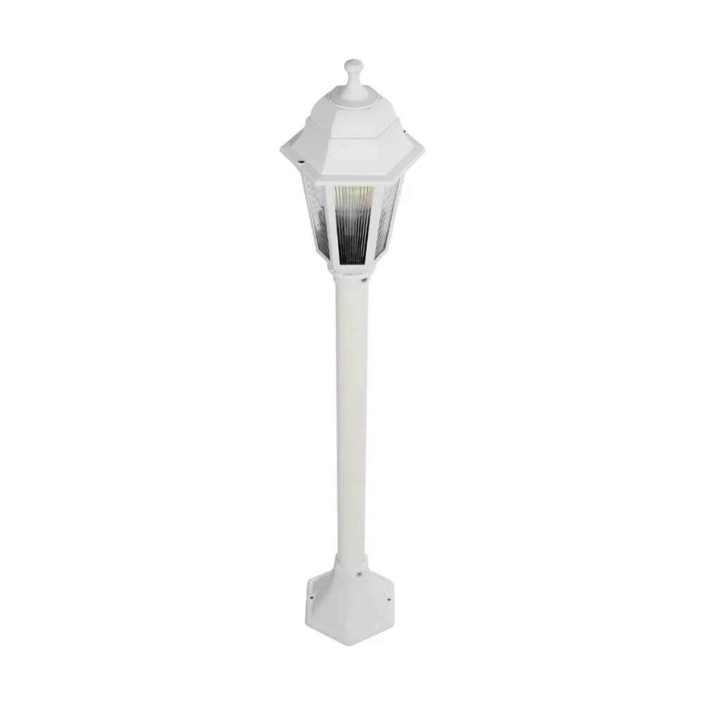 GloboStar® VITRO 203-0202 Vintage Επιδαπέδιο Φωτιστικό Κολωνάκι Κήπου  Μονόφωτο 1 x E27 IP44 Λευκό & Διάφανο Πλαστικό - Μ17 x Π17 x Υ100cm