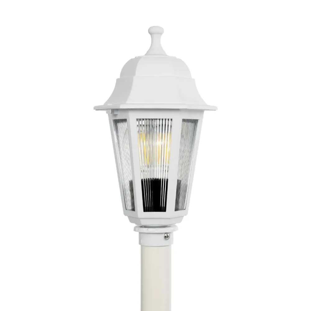 GloboStar® VITRO 203-0202 Vintage Επιδαπέδιο Φωτιστικό Κολωνάκι Κήπου  Μονόφωτο 1 x E27 IP44 Λευκό & Διάφανο Πλαστικό - Μ17 x Π17 x Υ100cm